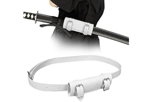 HOMURY Katana Sword Holder with Belt, 110 cm, PU Leather, Adjustable, for Reenactments, Cosplay and Samurai Enthusiasts, White