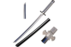 LKJAD Skyward Blade Espada de Anime Cosplay de Madera, Tanjirou Samurai Espada, Ventilador De Anime, el Cuchillo Especial de Demon Slayer Negro Cuchillo Katana 30 en