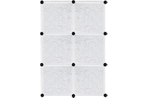 ‎YUENFONG YUENFONG Kleiderschrank Organizer Garderobe DIY Regalsystem Steckregalsystem aus Kunststoff für Kleidung, Schuhe, Spielzeug und Bücher, Weiß (6 Boxen mit Tür)