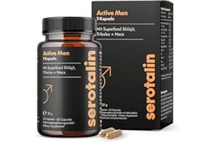 ‎SEROTALIN serotalin ACTIVE MEN Maca T-Kapseln für Männer | Bockshornklee mit Shilajit, schwarzem Maca & Tribulus | Vegan & Made in Germany | 60 Kapseln