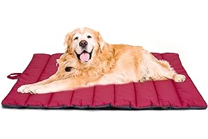 XIAPIA Tappetino impermeabile per cani per esterni, lavabile, antistatico, igienico, pieghevole, grande coperta da viaggio per animali domestici, 110 x 68 cm (rosso/grigio)