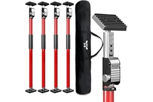 3-H Set de 4 Etai Telescopique Reglable 75-133 cm, Etai de Soutien Tout Acier Étai de Porte Charge Max.75kg, Étai pour Plafond-Montage Plaques de Plâtre pour Bricolage Atelier Maison Garage, Rouge