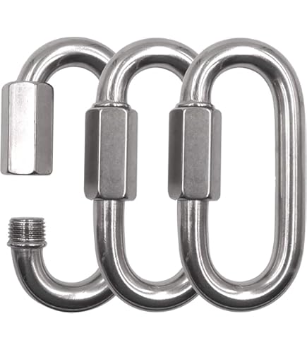 4 Moschettoni In Acciaio Inox ORTAVA Con Vite - Capacità 397kg Ciascuno, Per Escursionismo E Campeggio - Foto 2