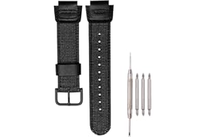 XBDSW Nylonowy pasek 18 mm, kompatybilny z zegarkiem Casio AE1200WHB SGW-300H 400 500 AQ-S810W, męski pasek do zegarka o splocie wojskowym, 18mm, Nylon, skóra