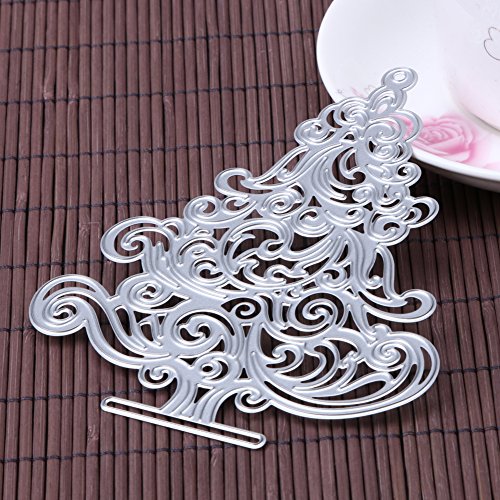 Demiawaking 1Pcs Weihnachtsbaum Schneiden Schablonen DIY Sammelalbum Dekor Papier Karten, Metall Buchzeichen , Metall Lesezeichen als Geschenk fuer Freunde - 2