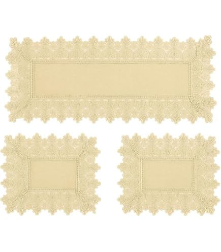 Completo centrini e runner set 3 pezzi Nausikaa con macrame' art.Lory