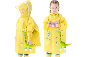 Hovkib Kinder Regenponcho Kleinkind Regenmäntel Jungen Mädchen Wasserdichte Regenjacken Netter Cartoon Regenbekleidung mit Rucksackabdeckung 1-8 Jahre