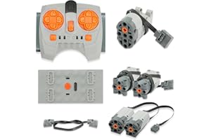 Power Functions Set,QIQIAZI 8-Teiliges Elektrisch Spielzeug Motor, Motoren Set mit Servomotor,2.4GHz Fernsteuerung, Batteriebox, M/L-Motor, Extension Wire Kompatibel mit Vielen Modellen