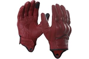 Harssidanzar Guantes de Moto de Cuero con Pantalla táctil de Piel de Cabra de Dedo Completo para Hombre GM028E