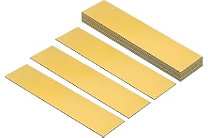 PATIKIL 8"x2" Blank Name Plates, 12 Pack Custom Engraved Name Plate Rectangle Laser Engraving Blanks for Personalized Nameplates Office Desk DIY Painting Supplies, Gold, Black