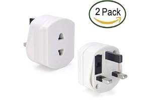 [2-pack] Heavy Duty UK 1A Fuse tandborste adapter kontakt UK elektrisk rakapparat adapter 2 stift till 3 stift tandborste plu