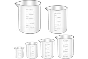 STYQUENZER Messbecher Set 6 Stück Measuring Cups, Messbecher 25ml 50ml 100ml 150ml 250ml 500ml, Präzisions Hitzebeständig Kunststoff Ml-Messbecher mit Skala, für Labor Küche Waschmittel Chemikalien