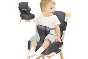 TechVizrs Sitzerhöhung Stuhl Kind,PU Wasserdicht Stuhlerhöhung Kinder mit Rückenlehne und Verstellbaren Sicherheitsgurt, 3-Punkt Schnalle mit Gurte Kindersitzkissen Sitz für Kinder und Kleinkinder