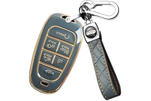ontto Etui na kluczyki samochodowe, etui ochronne pasuje do Hyundai Tucson Hybrid Nexo NX4 Grand Santa Fe Equus Atos L110 G80, silikonowe etui na klucze, pilot zdalnego sterowania, 6 przycisków