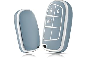 OFFCURVE Autoschlüssel Hülle Schlüsselhülle, Schlüsselcover Schlüsselgehäuse 3/4/5 Tasten Passt für Jeep Grand Cherokee Renegade Compass Chrysler Dodge Journey Dart Challenger Charger Ram FIAT 500X