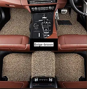 Autyle Anti-Skid Coil Car Floor Mat Compatible with Tata Safari Dicor-(Model : 2006-2011)-(Beige-Brown-Set of 5)