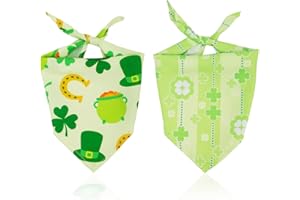 PEUTIER 2pcs St. Patrick's Day Dog Bandana, Clover Bandana Shamrock Hat Horseshoe Elements Pet Scarf Triangle Bibs St. Patrick's Day Decoration Collar Costume Irish Dog Bandana for Pets Holiday Party (XL)