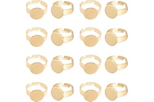 UNICRAFTALE 12 Pieza 304 Anillos de Dedo de Acero Inoxidable Componentes Almohadilla de Oro Rosa Accesorios de Base de Anillo Anillos de Dedo Redondos Planos Diámetro Interior