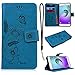 Produktbild CE-Link für Samsung Galaxy A5 2016 Handyhülle Hülle Ledertasche Schutzhülle Leder Huelle mit Blau Schmetterling Blumen Stand Halter Magnetverschluss Wallet Case Inner Weiche Silikon Backcover