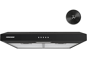 ‎FIREGAS FIREGAS Dunstabzugshaube 60cm, Einbau 3 Leistungsstufen, Kann Abluft oder Umluft, Integrierte oberschrank Unterbauhaube, Kompatible CC130 Kohlefilter, Schwarz