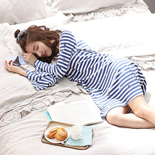 WXIN Sleeping Dress Female/Long-Sleeved Cotton/Thin/Loose/Student/Skirt/Pajamas/M/Skirt