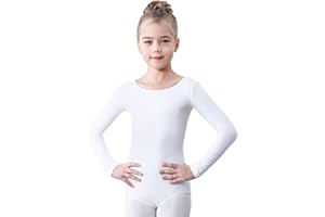 Soudittur Ballettanzug Mädchen Langarm, Kinder Ballett Trikot Baumwolle Ballett Body TanzBody Gymnastikanzug Turnanzug für Damen Größe 110-170