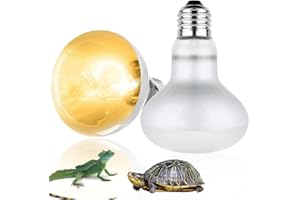 Lotvic 2 Pack 100W Reptile Heat Lamp, E27 Heat Lamp Bulb for Reptiles, Daylight Basking Spot Lamp, Tortoise Heat Lamp Bulb, Reptile Heating Bulb for Amphibian, Tortoise, Bearded Dragon (2 Pack 100W)