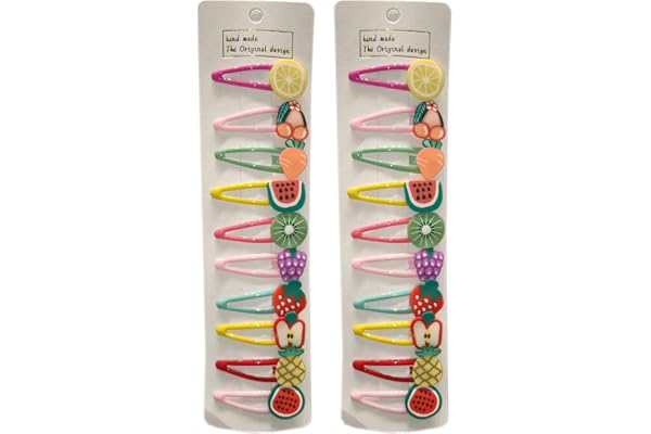 NOVAGO Lot de 20 Barrettes pinces à cheveux fantaisie décoratives pour séance photo réussie de votre enfant bébé ou jeune fille (20 pcs, Fruit)