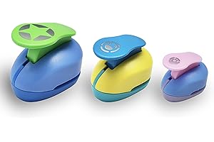 VSREI Punch Set,3 Piece Paper Punch Motiv Hole Punch Set, Round Smiley Face Star Punch for Gift Pendant, Crafting, Scrapbooking, Photos, Greeting Cards(9mm,16mm,25mm),Random Color