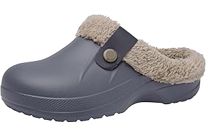 ChayChax Mujer Hombre Invierno Zuecos Forrados con Forro Caliente, Cómodos Zapatillas de Casa Impermeable con Suela Antideslizante para Exterior e Interior