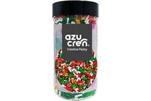 Azucren, Decoracion de Reposteria de Navidad, Sprinkles para Decoracion de Galletas, Confeti de Azucar Ideal para Tartas, Galletas con Motivo Navdieño, 90 G (Regalo, Baston, Arbol)