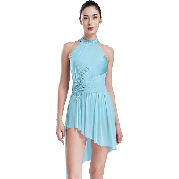 Robe De Danse Femme Ranrann - Asymétrique, Dos Nu - Pour Danse Contemporaine, Latine Ou Gymnastique - Taille S à XL