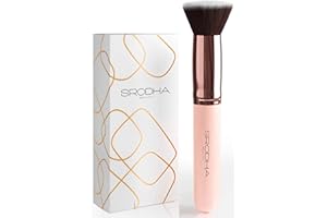 Flat Top Kabuki Foundation Brush By SRODHA Beauty | 3 Piece Kit | Makeup Brush For Face Liquid Foundation Cream and Powder | Perfect For Blending Face Brush | Premium Non Shedding Face Brushes - Pink