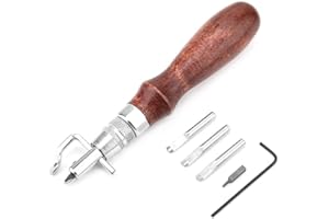 Estink Estink Herramienta de Cuero 5 en 1, Multifunción para Rematar Bordes, con Mango de Madera