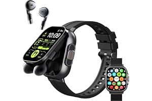 Smartklocka med Hörsnäckor, 2,01 HD-skärm Smartwatch för Män Kvinnor, IP67 Vattentät Träningsmätare, Sömnmätare, Pulsmätare