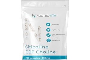 Citicolin CDP Cholin 120 Kapseln - Für Gedächtnis, Konzentration und Kognitive Funktion | Gluten, Allergen Frei | Hergestellt in ISO-Zertifizierten Betrieben | Nootrovita