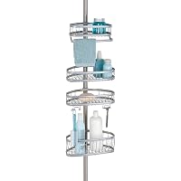 IDesign York Teleskop Duschregal | Mit Handtuchhalter Und Haken | Hochwertige Duschablage Ohne