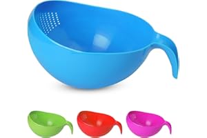 KSJONE Robustes Reiswaschsieb mit Griff, Sieb für Gemüse/Reis, Sieb zum Reinigen von Obst, Gemüse und Bohnen, 2,1 l (2 l) (blau) (blau)