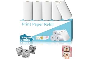 MYSTILUCK 5 Rollen Druckpapier für Kinderkamera, Sofortdruck Thermopapier, Nachfüllpapier für Kinderkamera Sofortdruckkamera (Länge: 5,5 m, Breite: 5,6 cm)