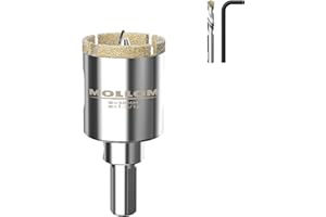 MOLLOM (30mm | 1-3/16") Sierra de corona de diamante con 2 brocas piloto removibles, corte suave para azulejos de porcelana, vidrio, cerámica, mármol, fibra de vidrio, etc