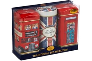 NEW ENGLISH TEAS British Heritage Union Jack 3x Mini Tea Tin Gift Pack with 28 Teabags