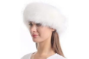 Dinghaole Women Faux Fur Earmuff,Women Winter Earwarmer Earmuff Ski Hat,Ladies Russian Cossack Style Winter Caps,Round Thick Fluffy Earmuff Cap,Furry Earmuff,Fluffy Earwarmer Earmuff Hat White