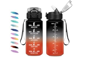KOLLYKOLLA Gourde 500ml, Gourde Enfant avec Paille, Bouteille de Motivation, Bouteille d'eau Anti Fuite, Bouteille Reutilisable, Facile à Nettoyer, Bouteille d'eau pour l'École, Bureau, Extérieur, Fitness