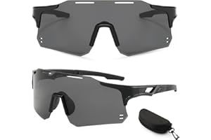 HTRTRR Lunettes de soleil de sport, unisexes, protection UV400, pour vélo, extérieur, golf, baseball, design léger sans cadre, verres de 150 mm, monture en polycarbonate, 30 g