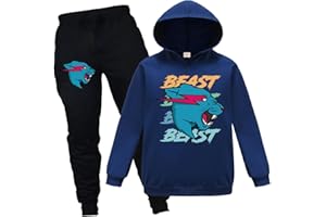 Forlcool Mr Beast Merch Kinder Jungen Mädchen Sport Trainingsanzug Lustige Outfits Bequem Hoodie + Hose Anzüge