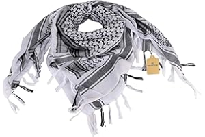 FOCUHUNTER Shemagh Scarf Military Tactical Desert Keffiyeh Scarf Head Neck Scarf Cotton 43 x 43 Inch Colourful Arabic Scarves Wrap with Tassel for Men and Women