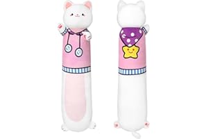 Terbaik 100CM Largo Peluche de Gato Almohada Rosa Peluche Gato Kawaii Regalo para niños