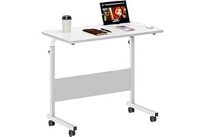 soges Tavolo per computer portatile regolabile in altezza, tavolo per PC con ruote, superficie con incisione come supporto per pad, tablet, telefono cellulare, 80 cm x 40 cm