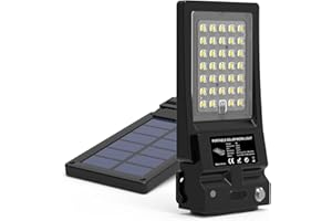 YD LIFE Projecteur LED Rechargeable, Projecteur LED Chantier, Lampe de Travail Portable avec Batterie Rechargeable & Panneau Solaire, Lumière d'Urgence pour Camping, Bricolage, Situation d'Urgence, Pêche