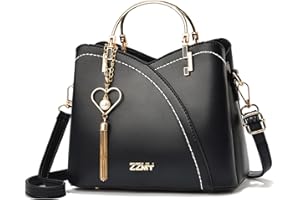 FANDARE Damska torebka z frędzlami, torba na ramię, torba z górnym uchwytem, wodoodporna torba crossbody, torba kurierska, skóra PU, kontrastowe kolory, szwy do pracy, podróży, biura, na imprezę,